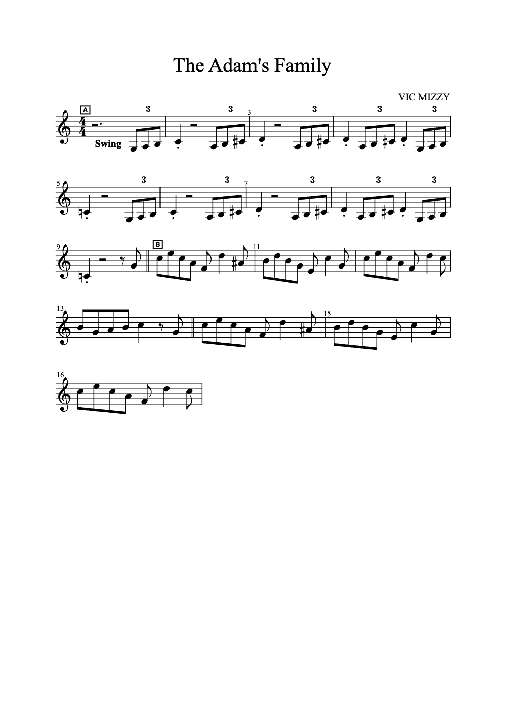 Sheet music preview for The Addams Family