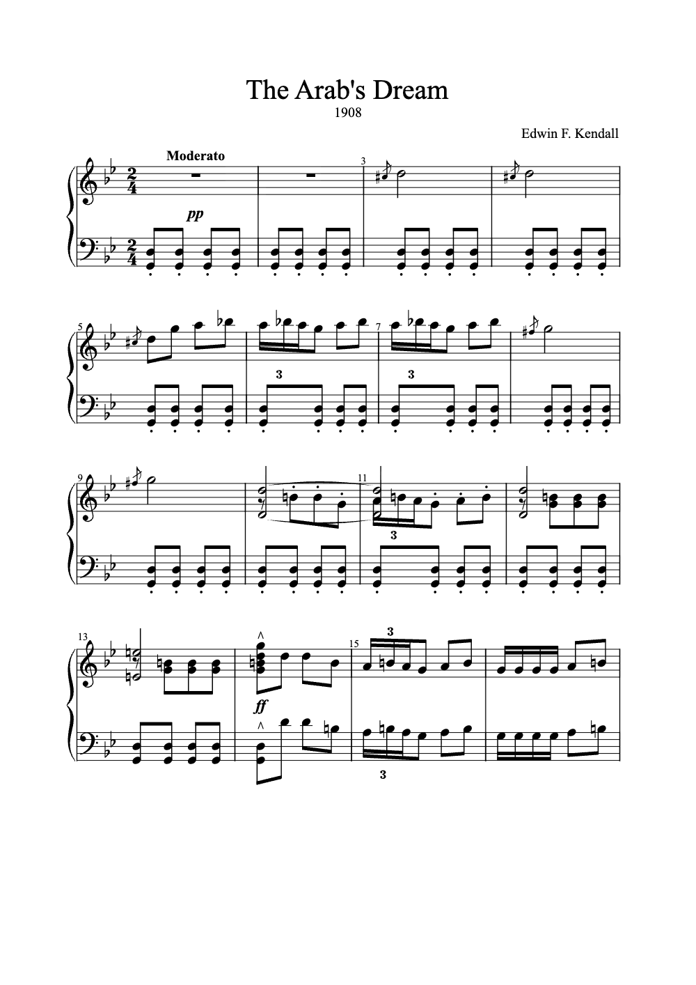 Sheet music preview for The Arab's Dream