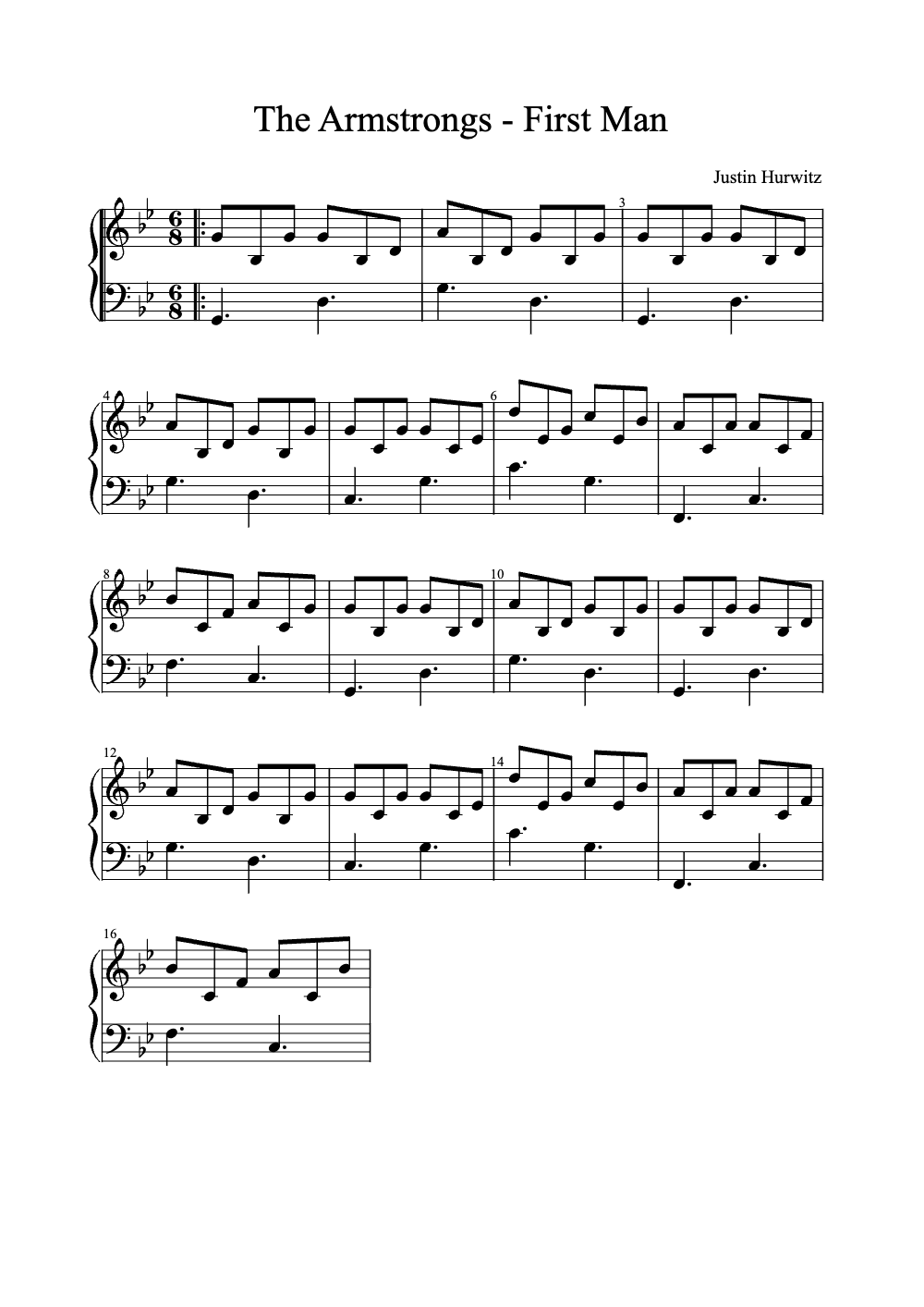 Sheet music preview for First Man