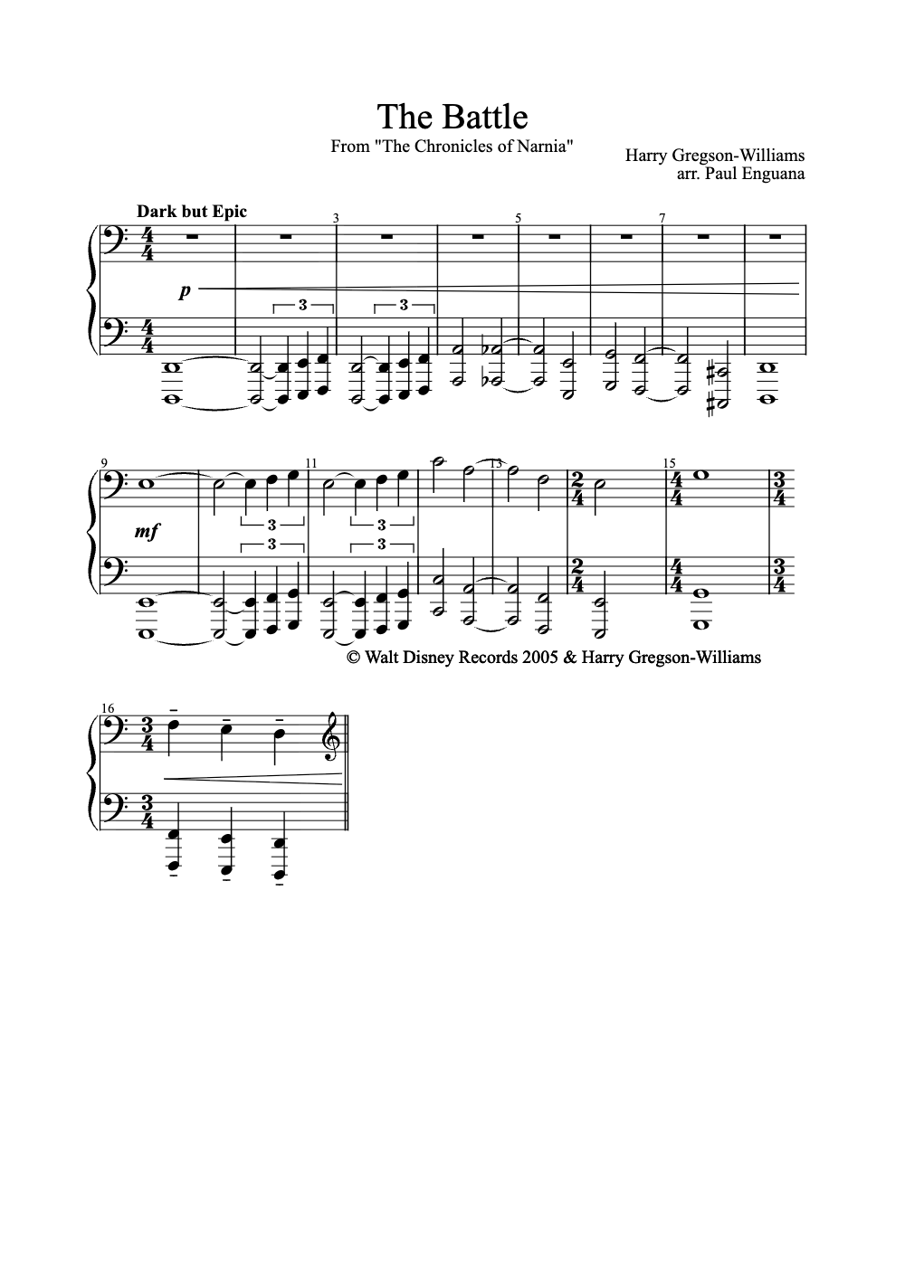 Sheet music preview for The Battle