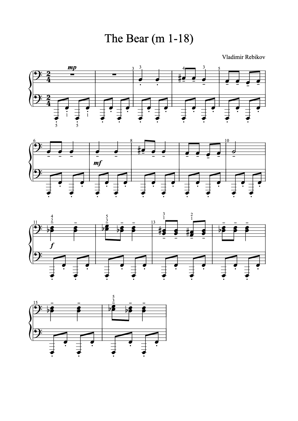 Sheet music preview for The Bear (M 1-18)