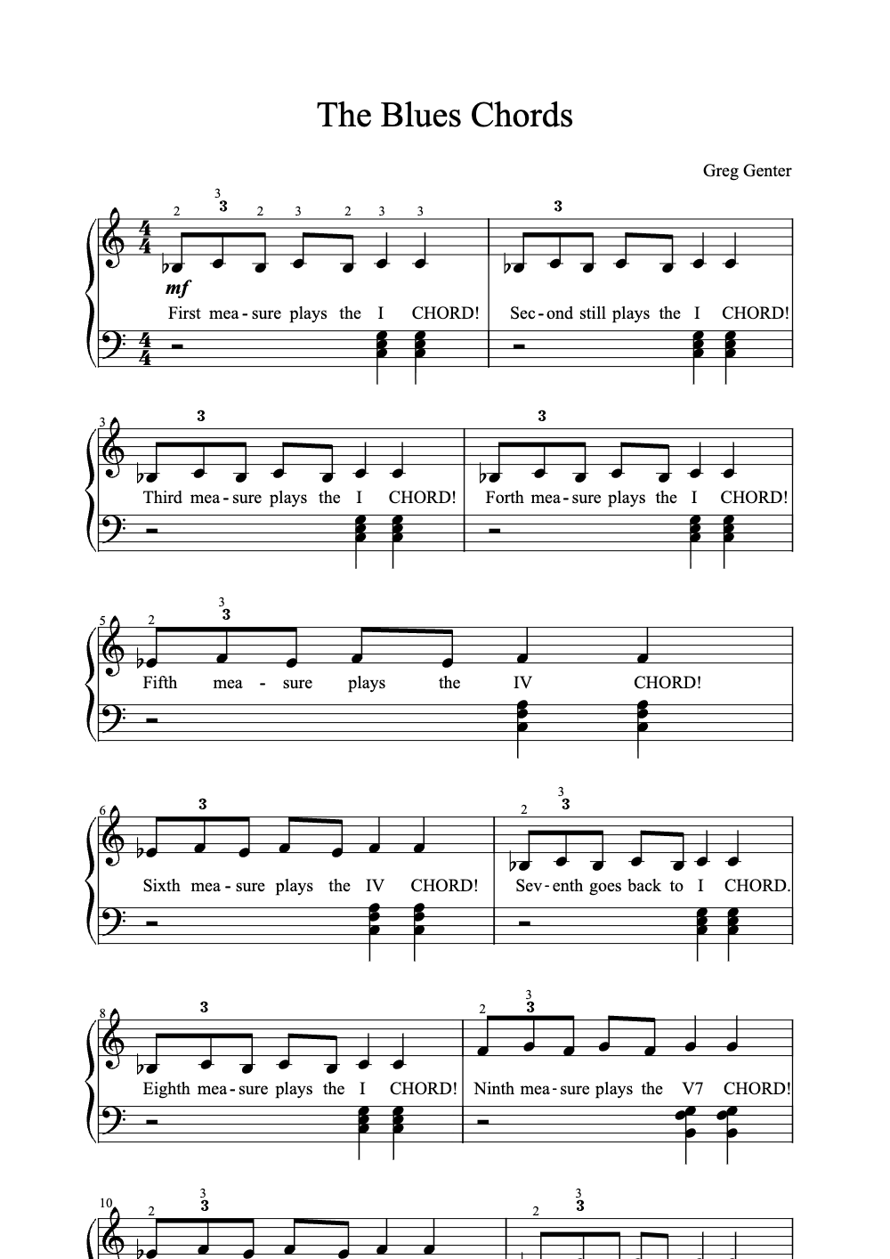 Sheet music preview for The Blues Chords