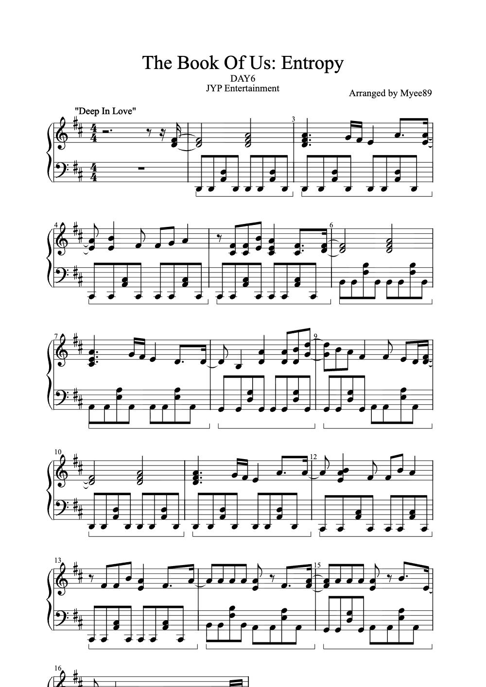 Sheet music preview for The Book of Us: Entropy