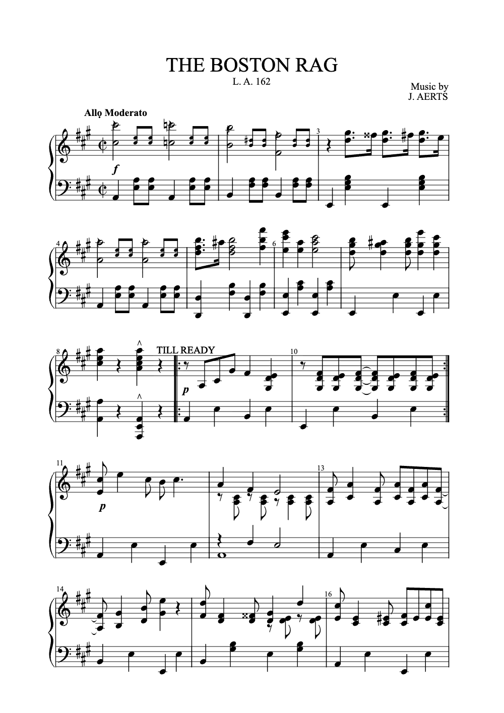 Sheet music preview for The Boston Rag