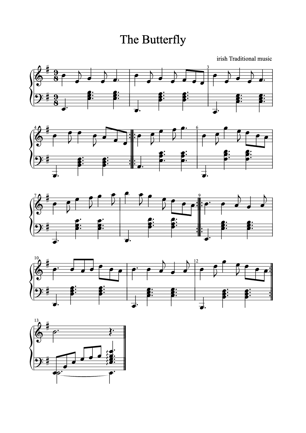 Sheet music preview for The Butterfly