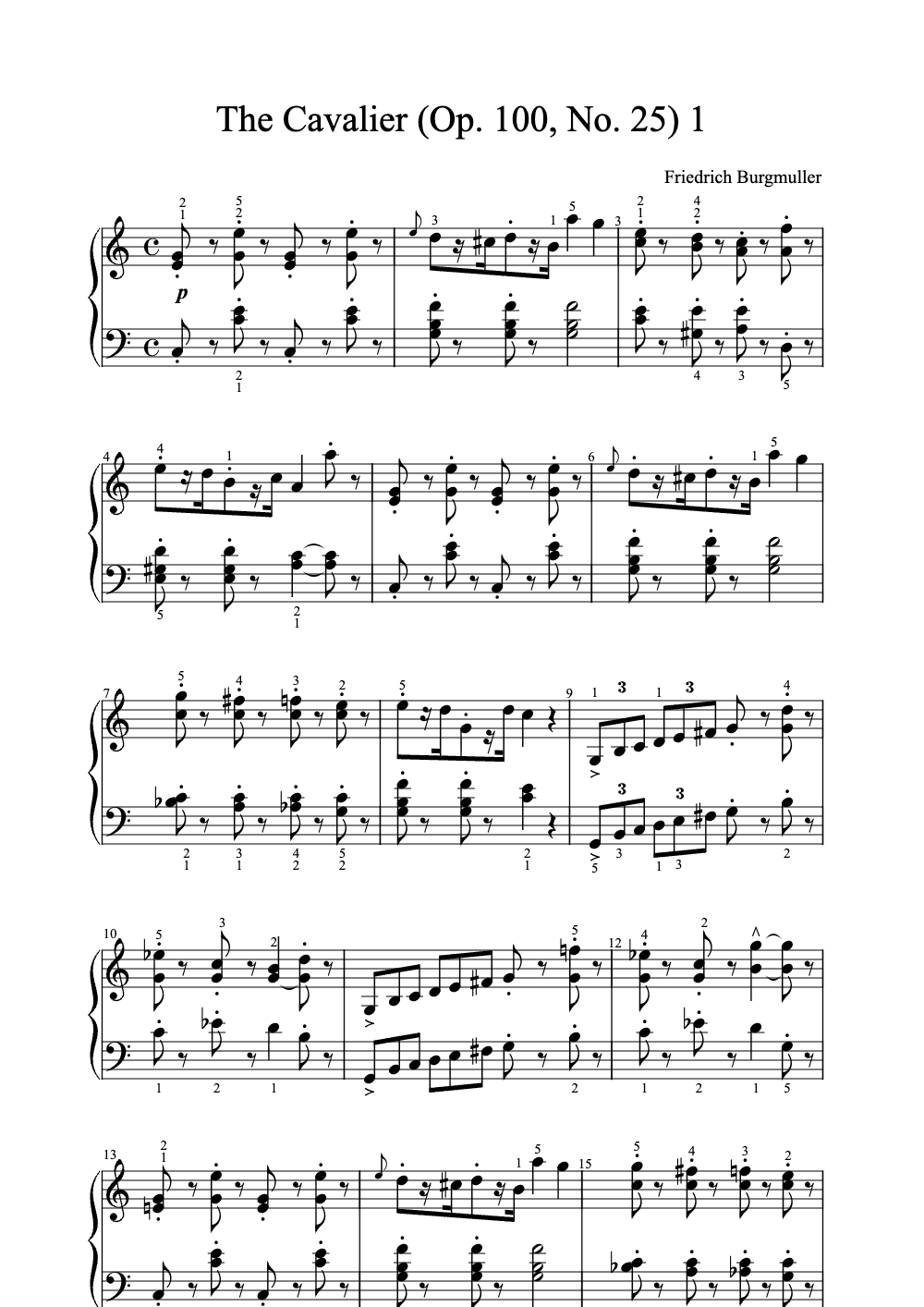 Sheet music preview for The Cavalier