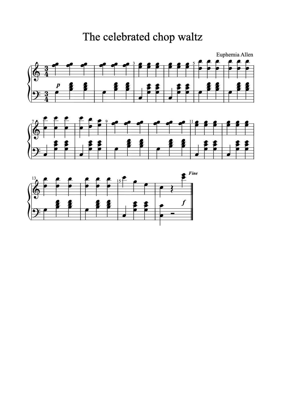 Sheet music preview for The Celebrated Chop Waltz