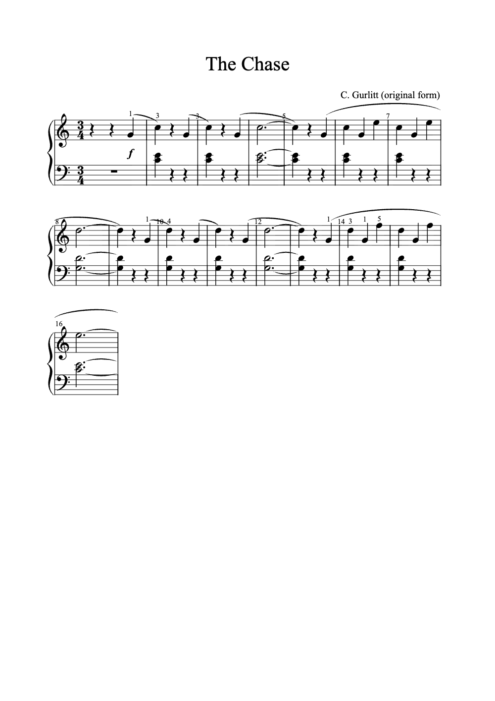 Sheet music preview for The Chase