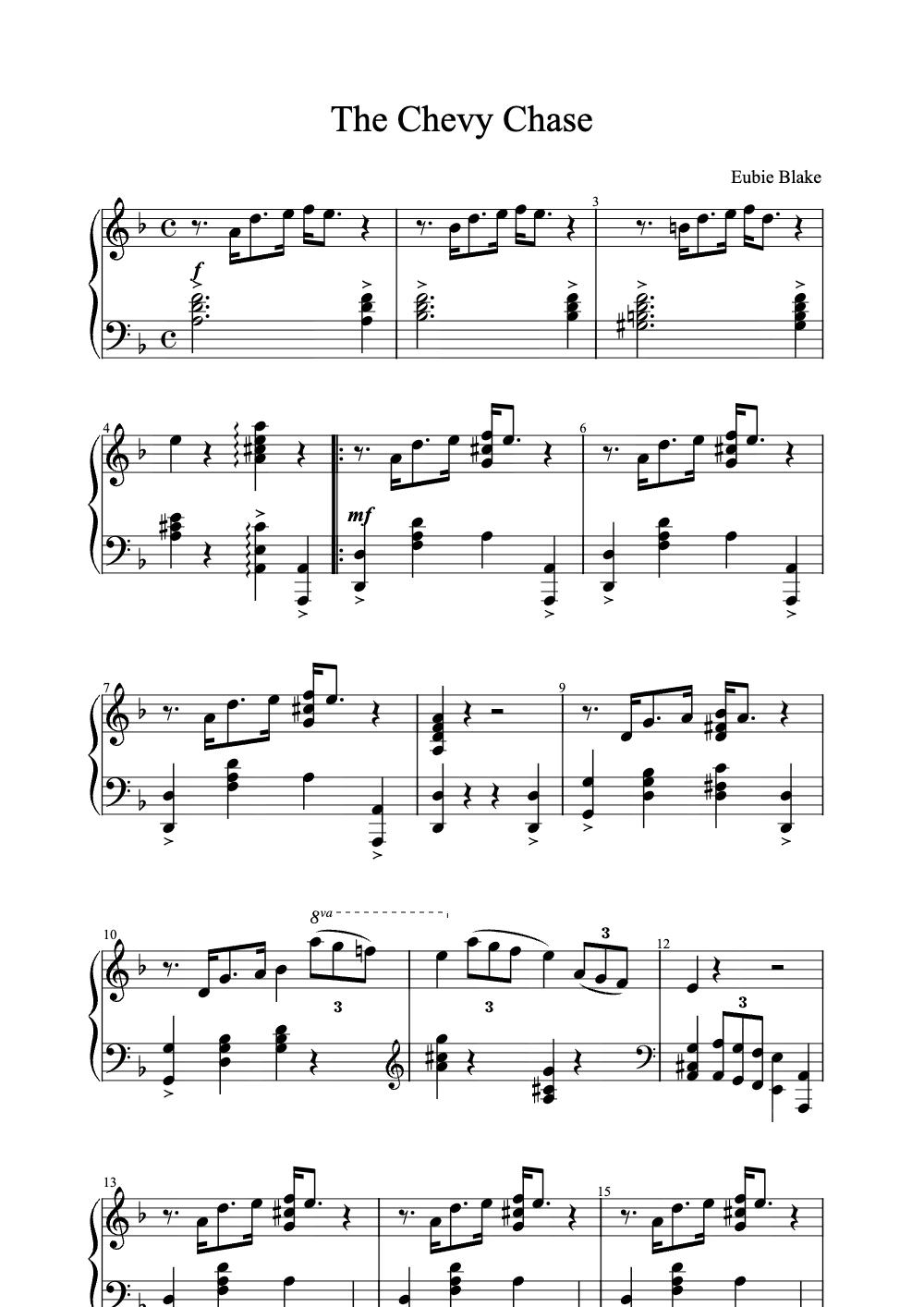 Sheet music preview for The Chevy Chase