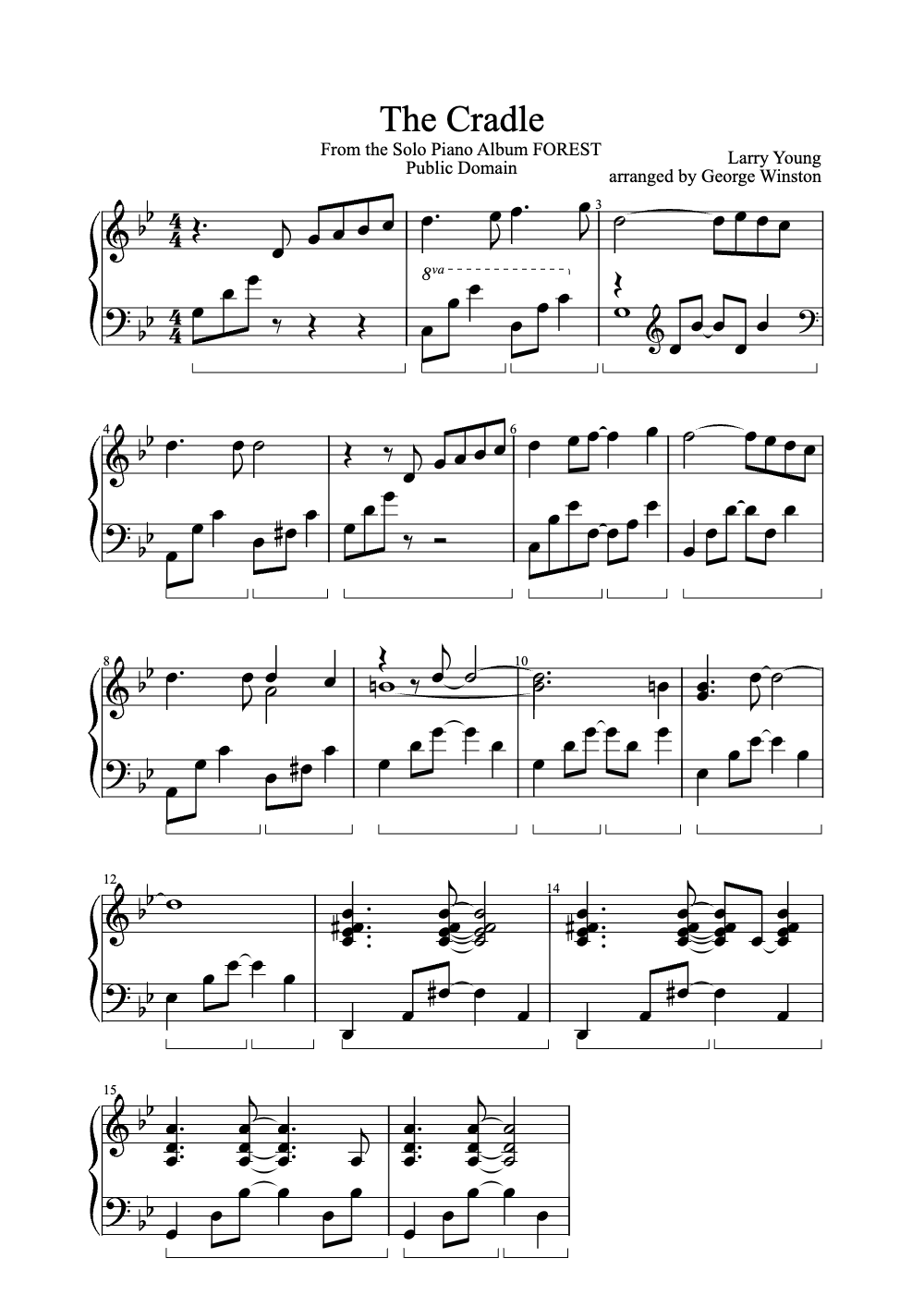 Sheet music preview for The Cradle