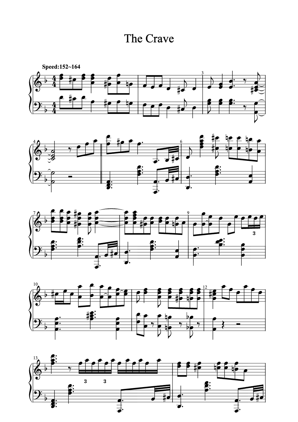 Sheet music preview for The Crave