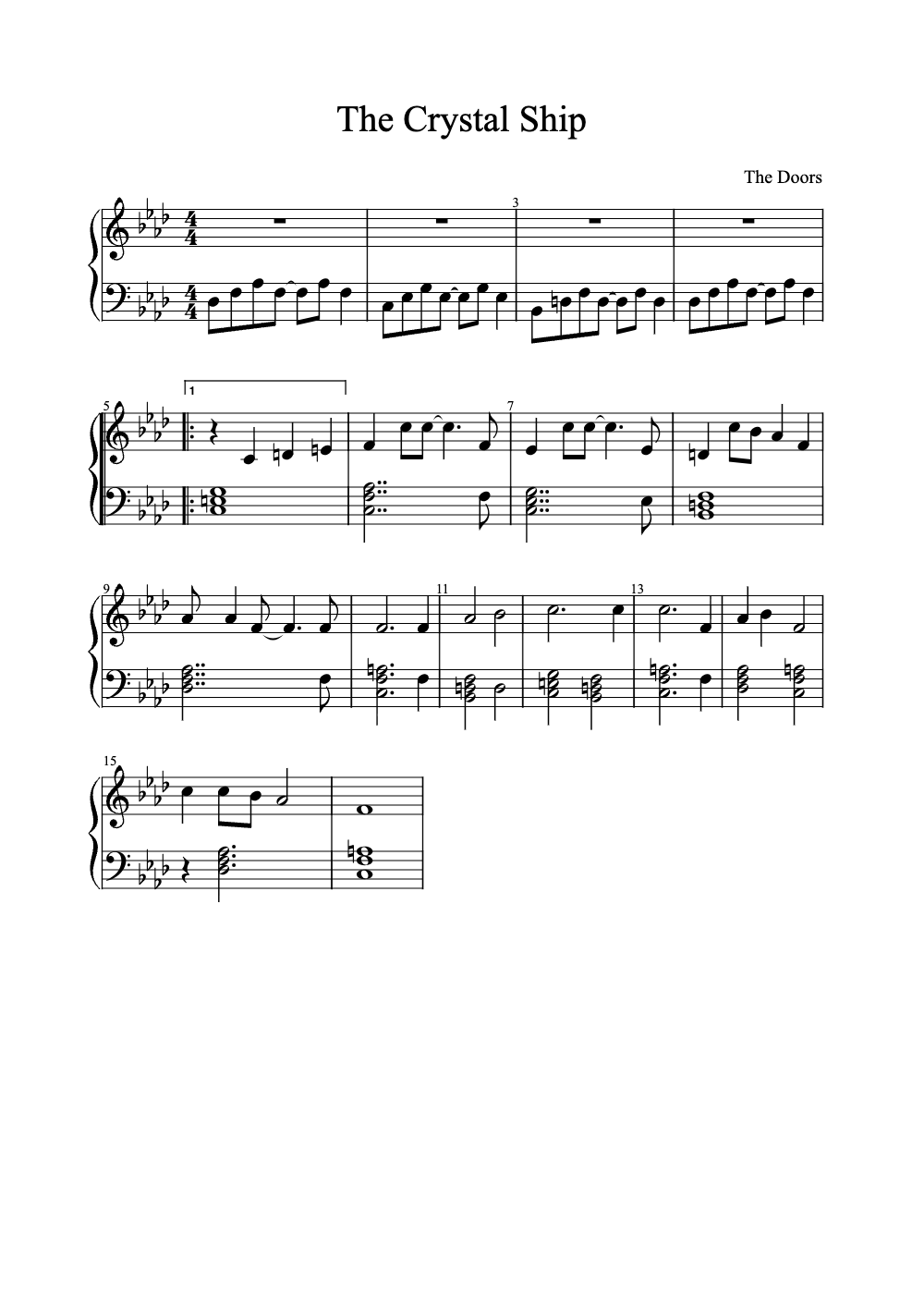 Sheet music preview for The Crystal Ship