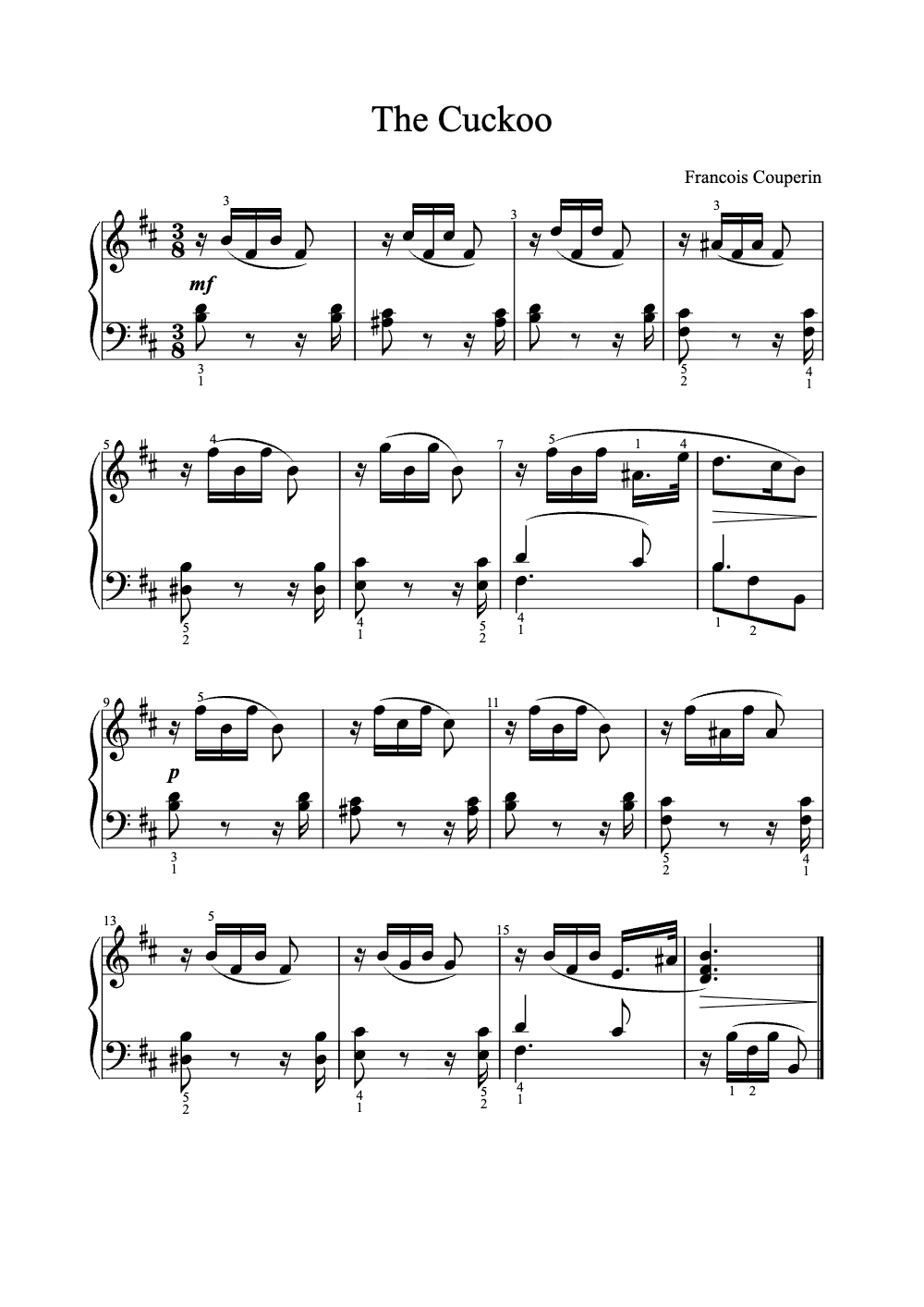 Sheet music preview for The Cuckoo