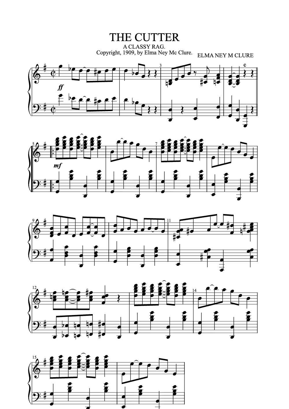 Sheet music preview for The Cutter