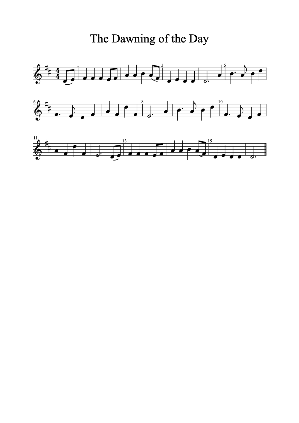 Sheet music preview for The Dawning of the Day