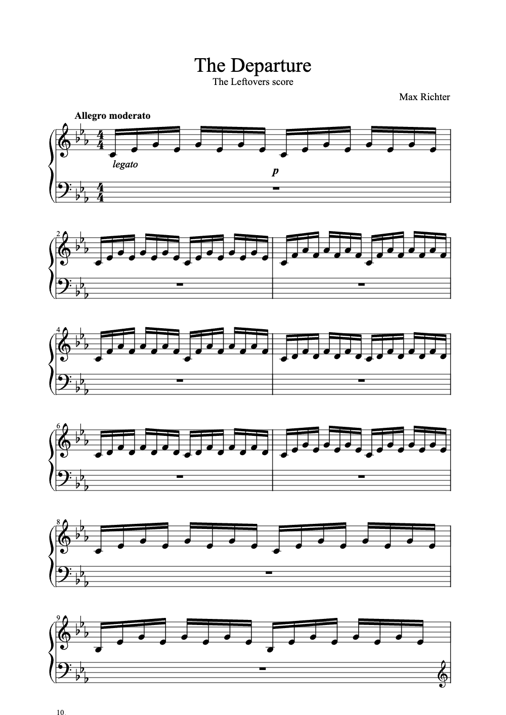 Sheet music preview for The Departure