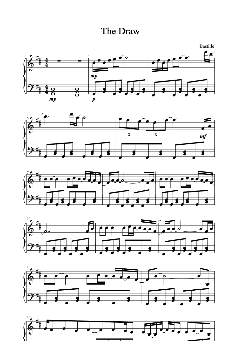Sheet music preview for The Draw
