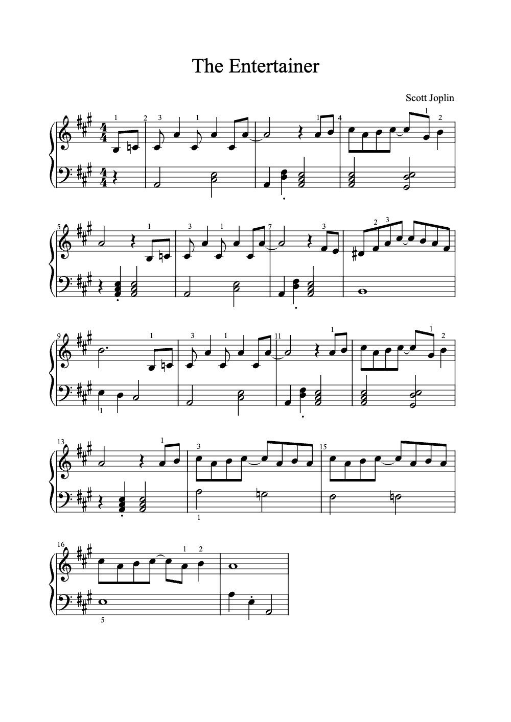 Sheet music preview for The Entertainer