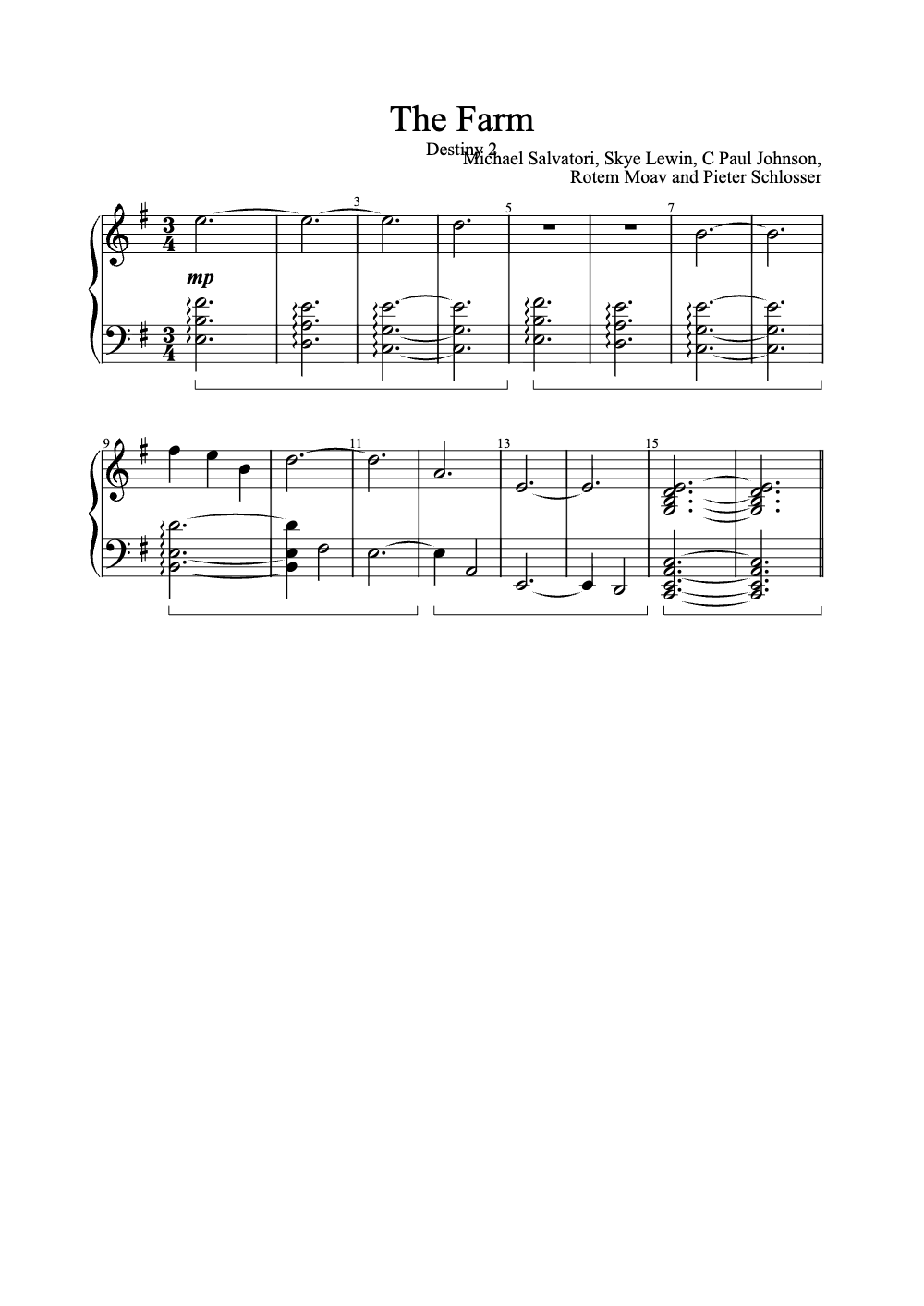 Sheet music preview for The Farm
