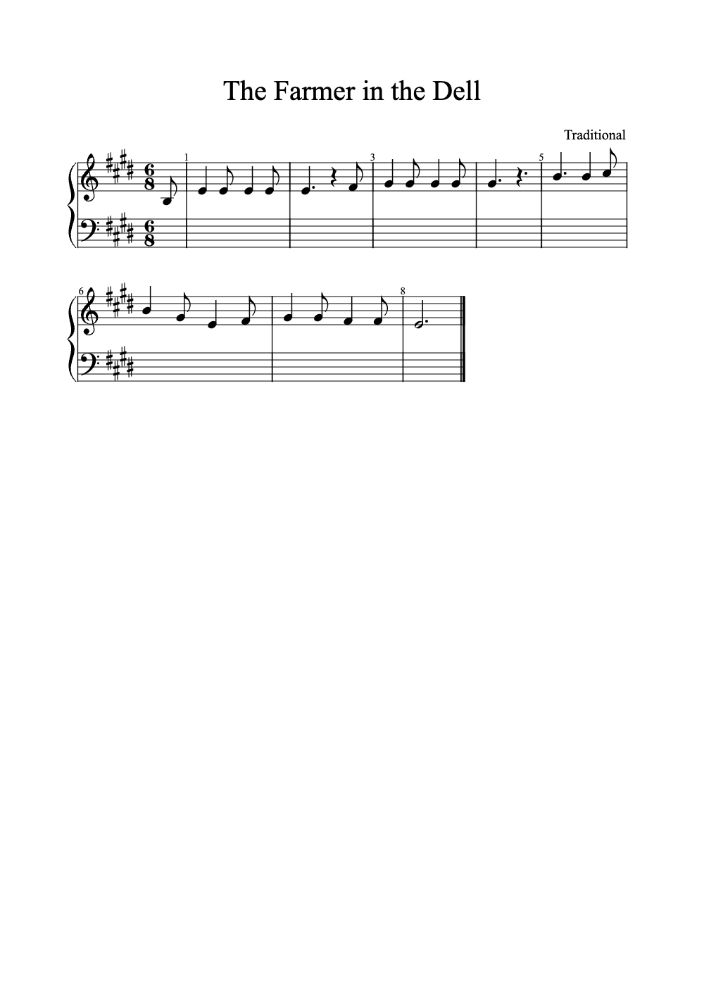 Sheet music preview for The Farmer in the Dell