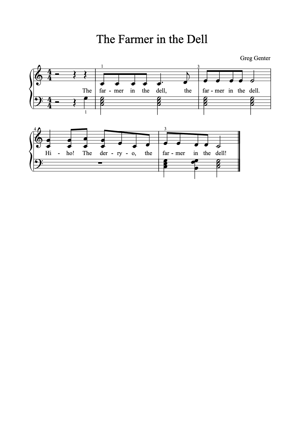 Sheet music preview for The Farmer in the Dell