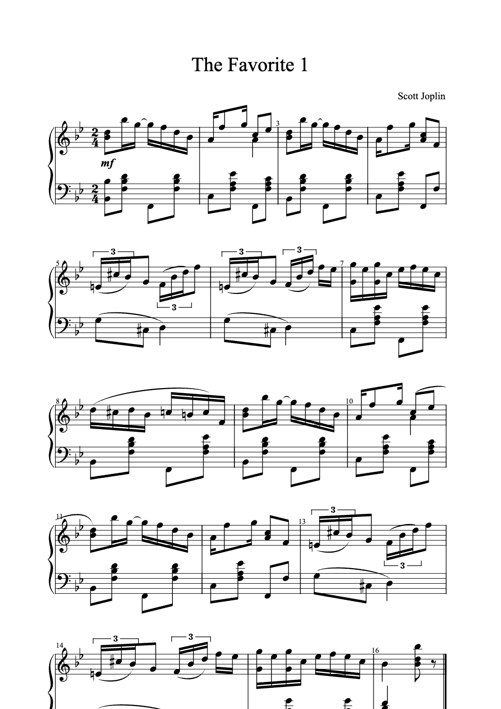 Sheet music preview for The Favorite