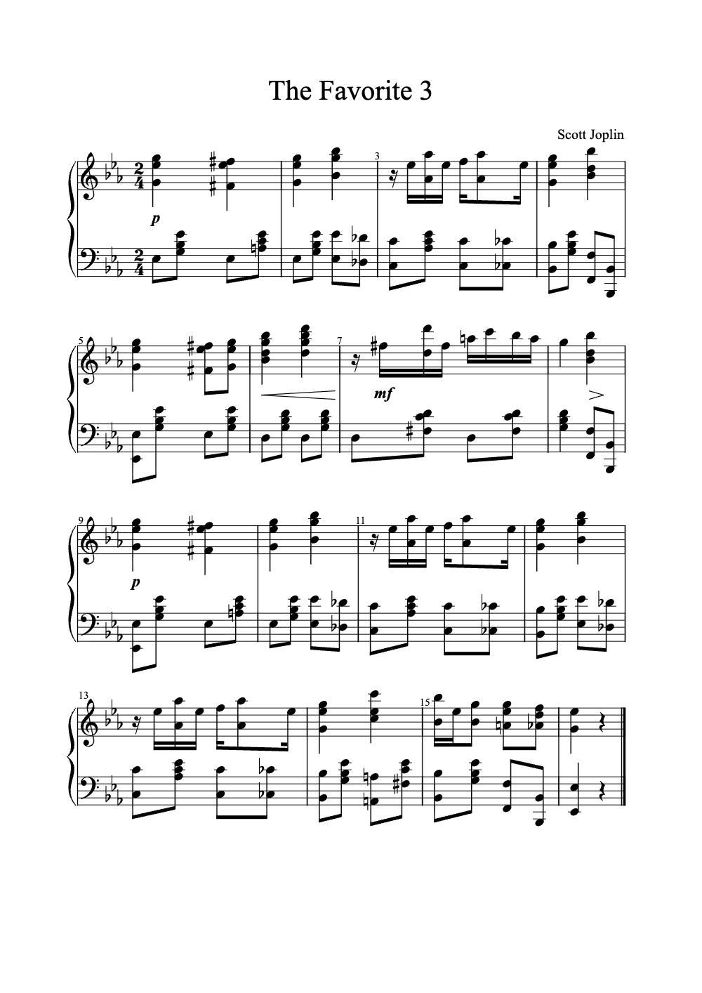 Sheet music preview for The Favorite 3