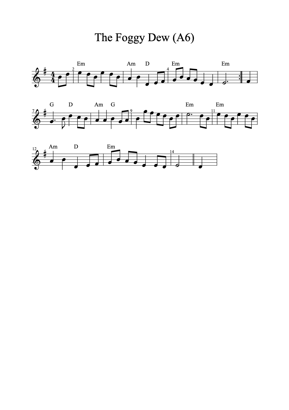 Sheet music preview for The Foggy Dew