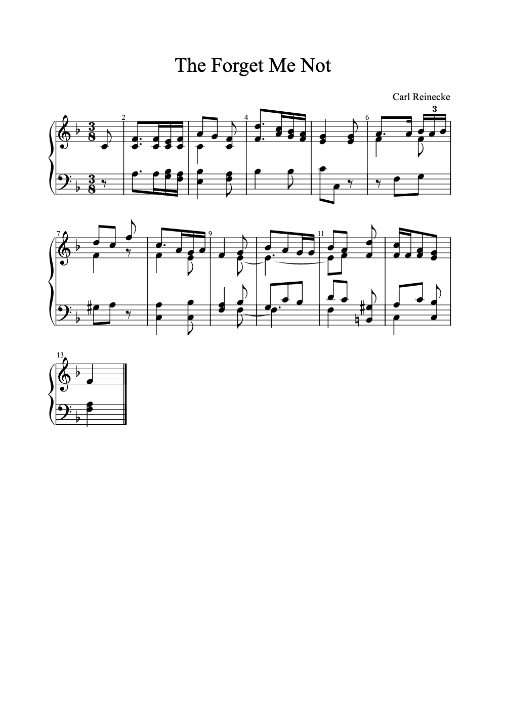 Sheet music preview for The Forget Me Not