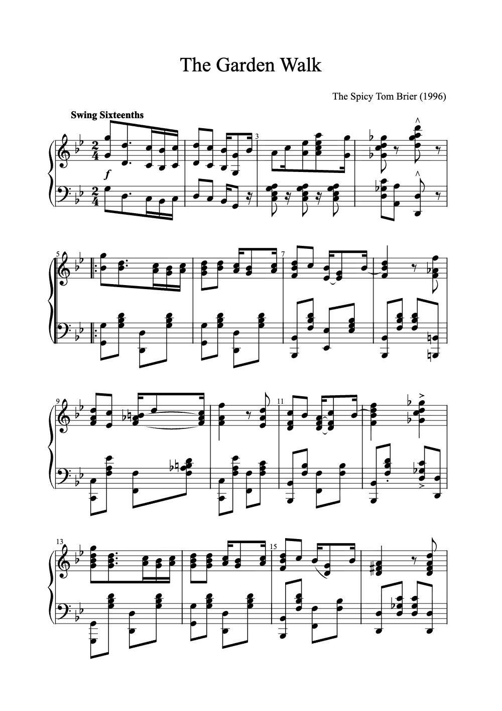 Sheet music preview for The Garden Walk