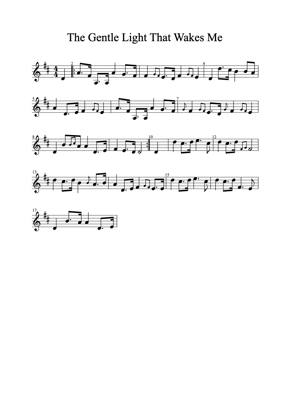 Sheet music preview for The Gentle Light That Wakes Me