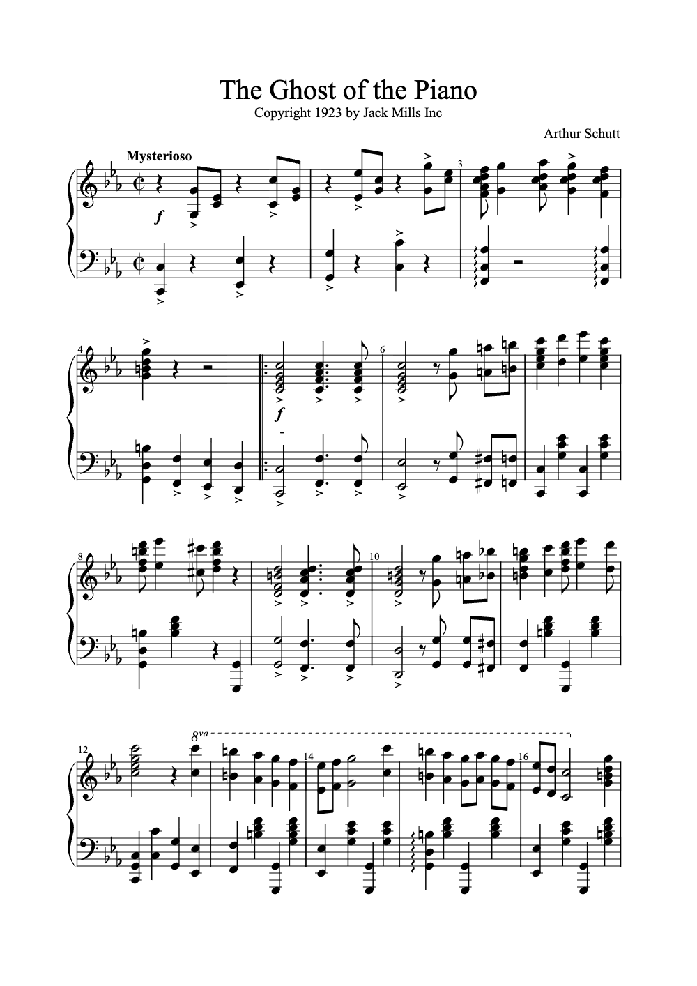 Sheet music preview for The Ghost of the Piano