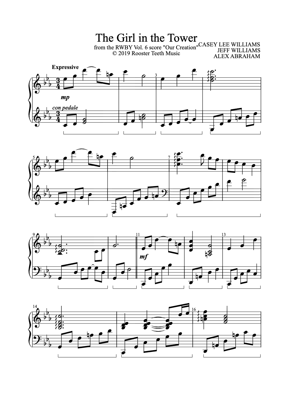 Sheet music preview for The Girl in the Tower