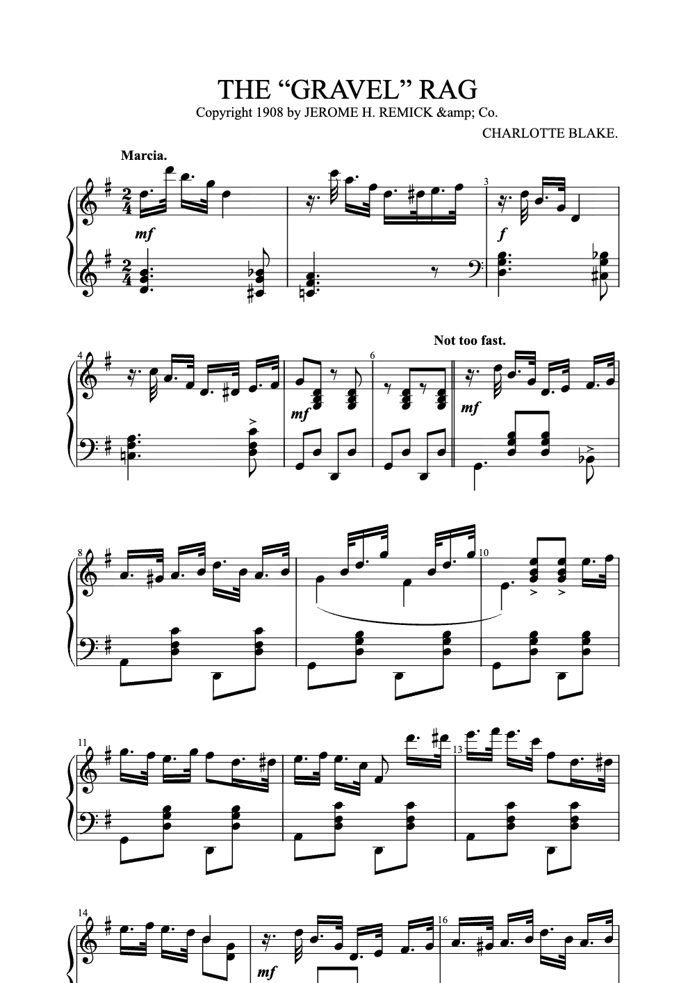 Sheet music preview for The Gravel Rag