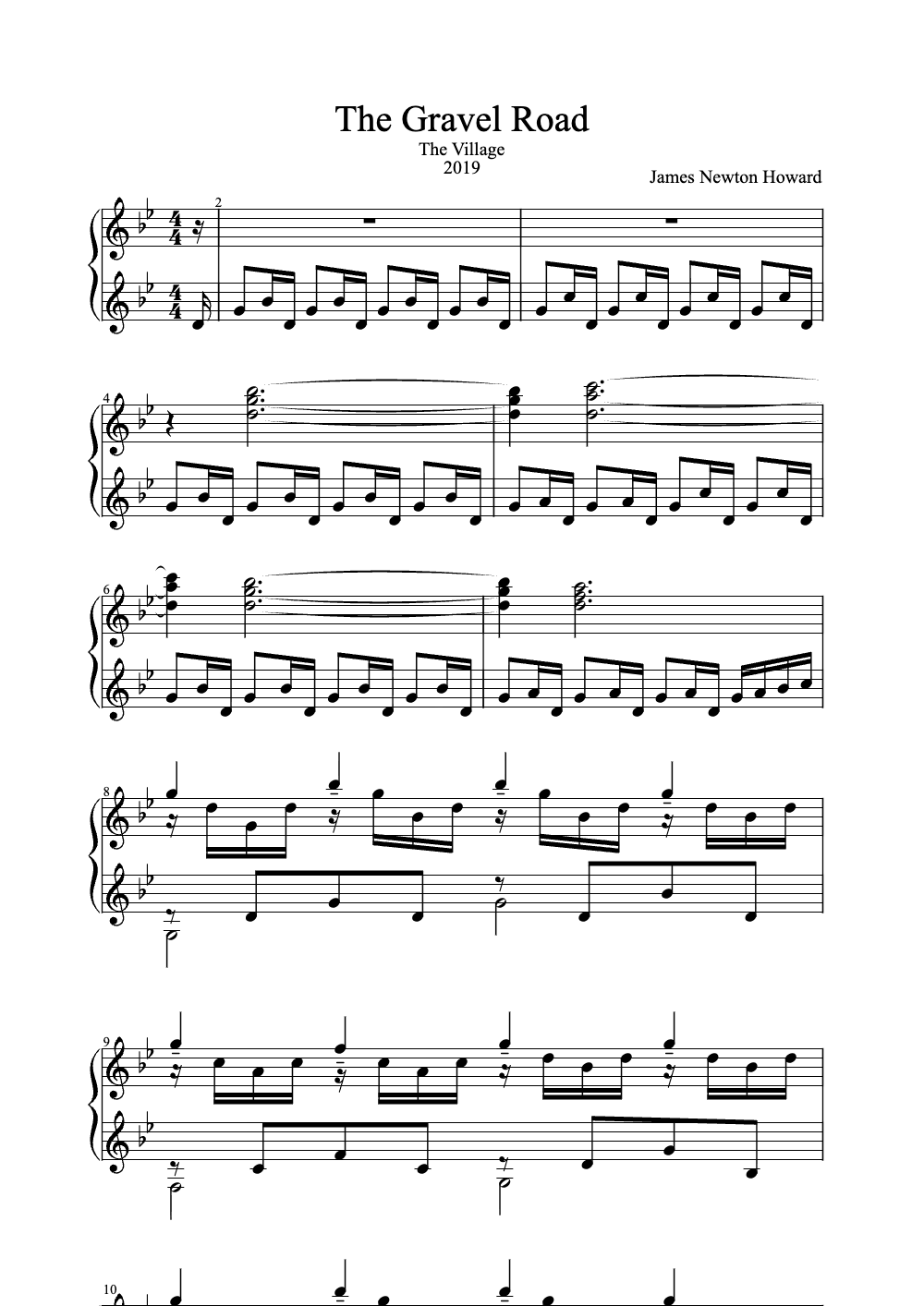 Sheet music preview for The Gravel Road