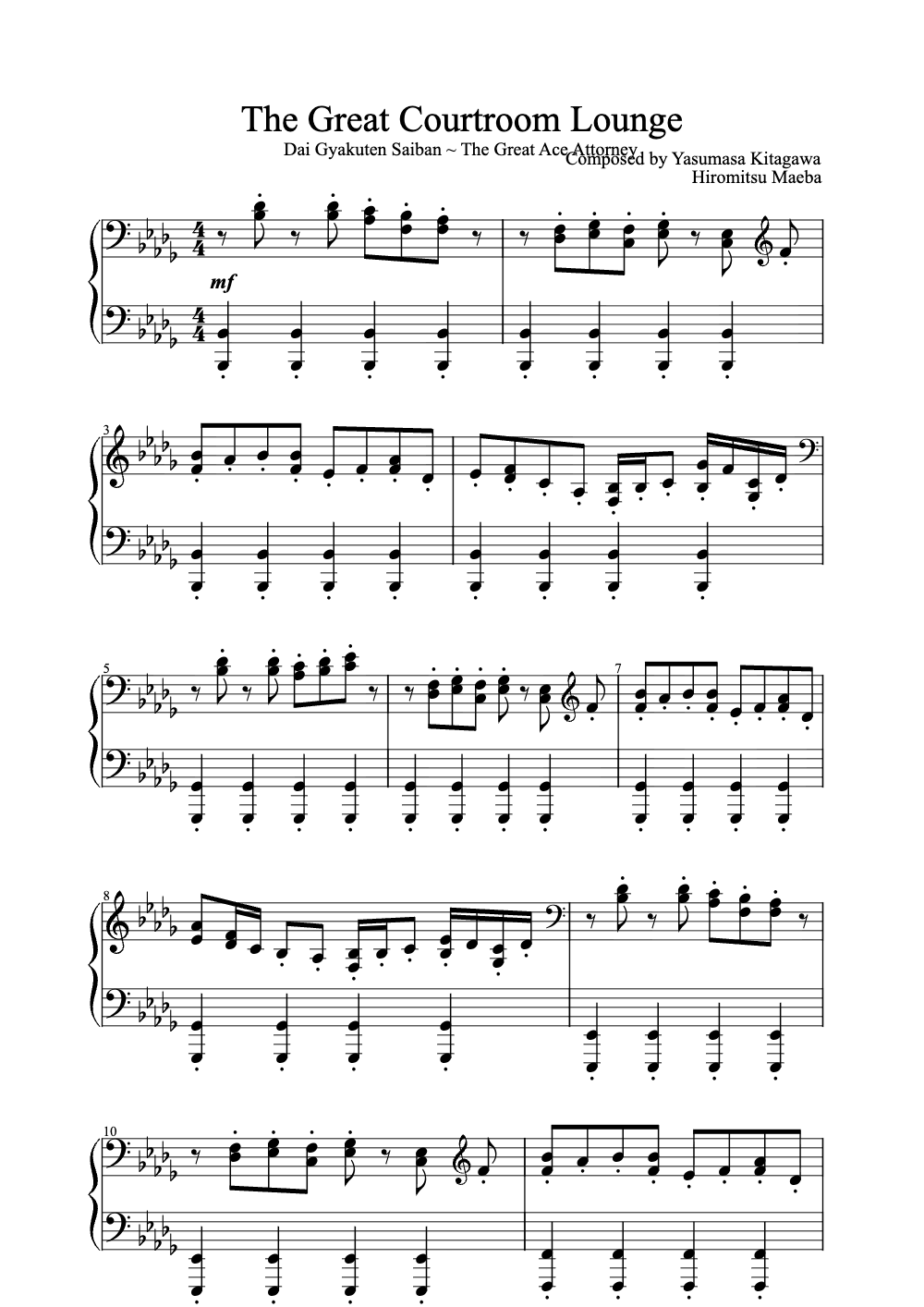 Sheet music preview for The Great Courtroom Lounge