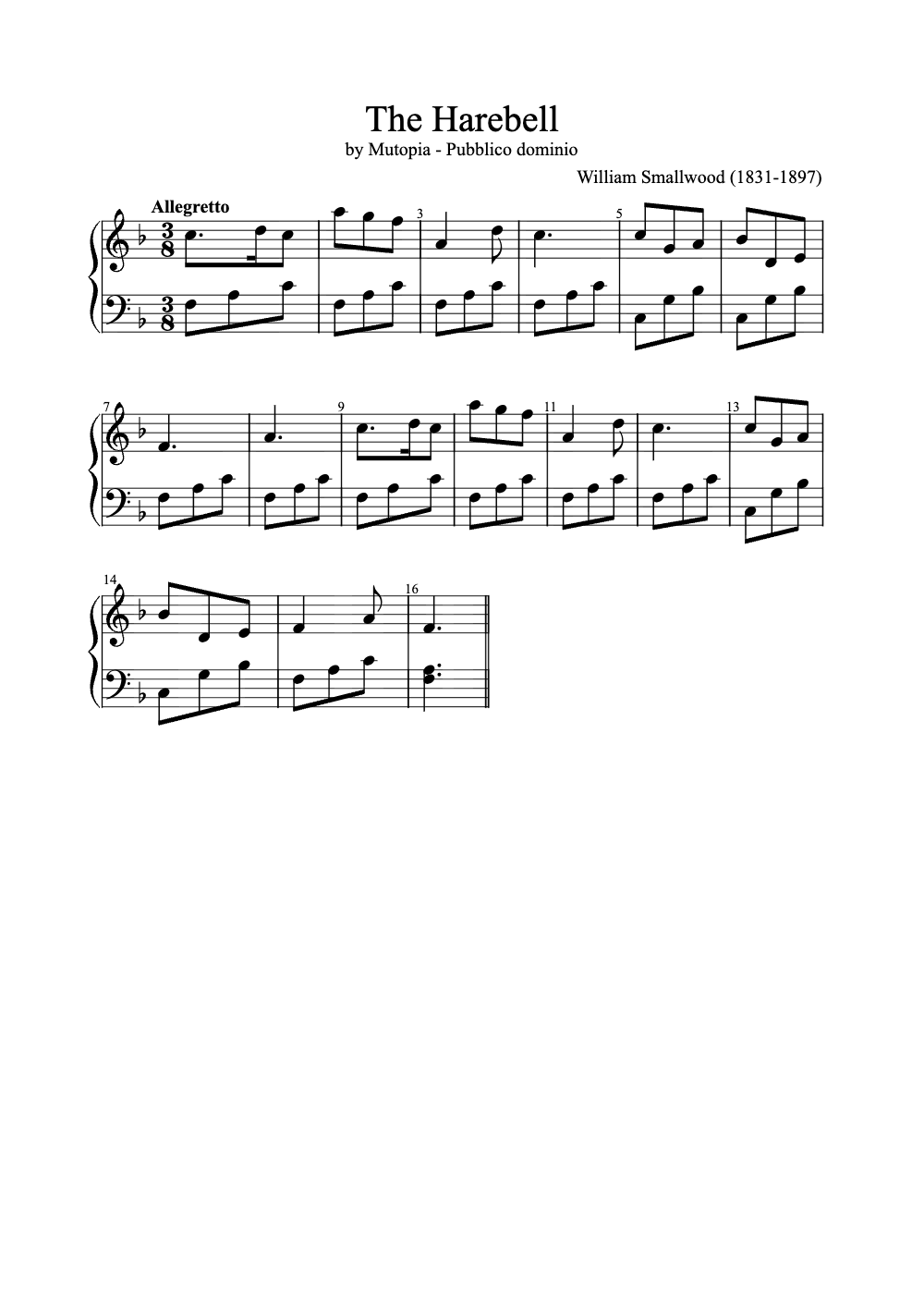 Sheet music preview for The Harebell