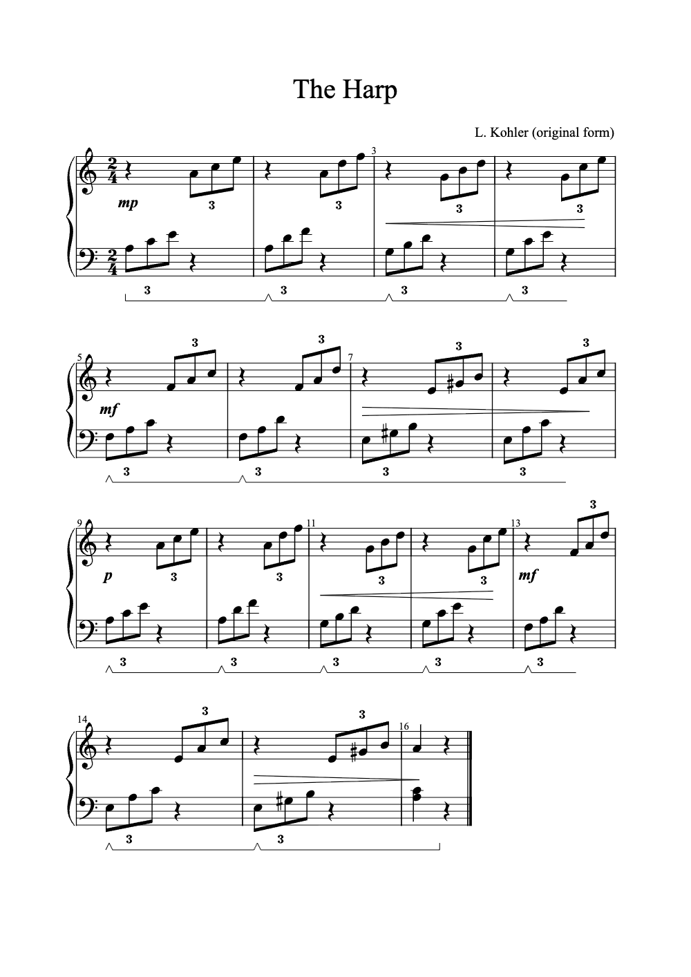 Sheet music preview for The Harp