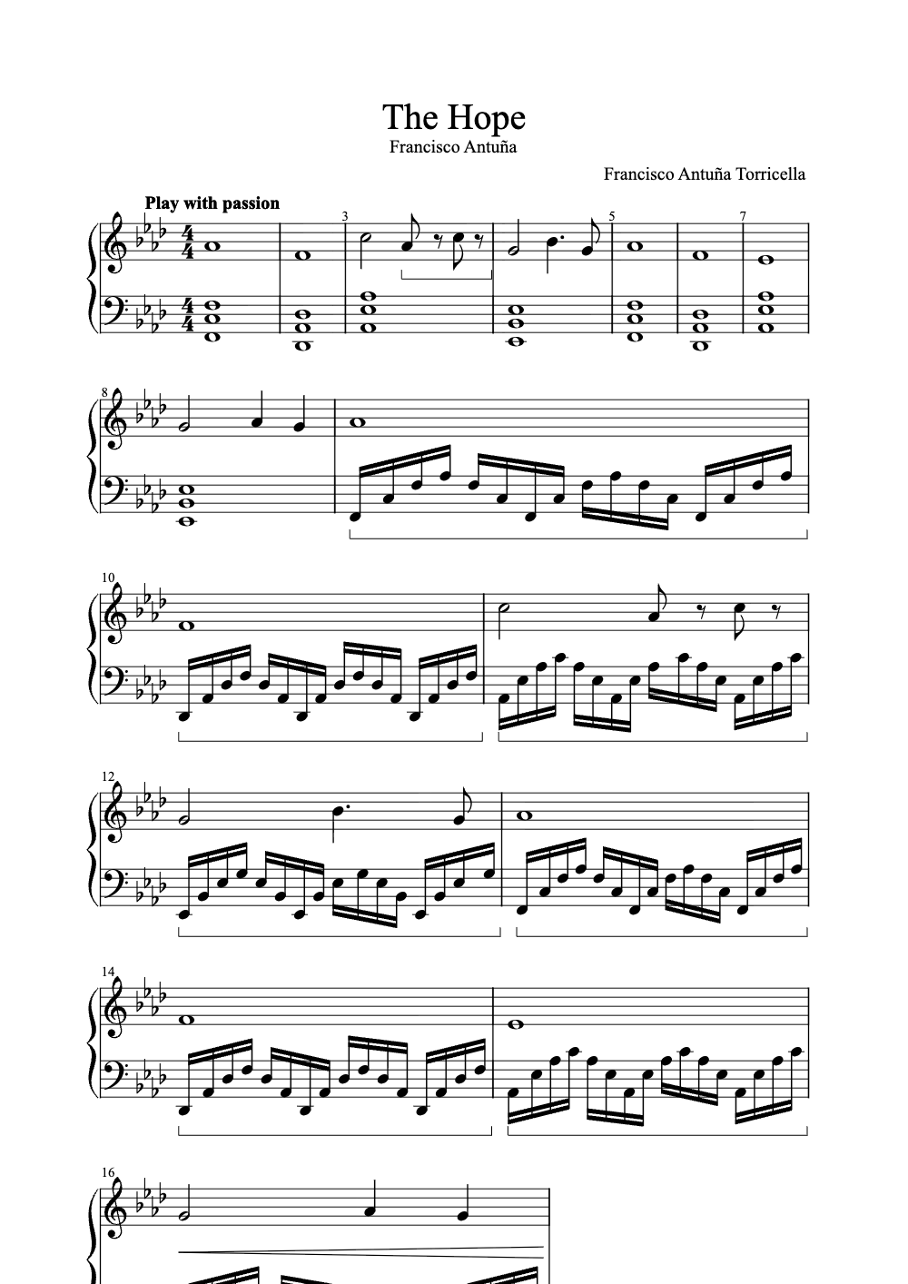 Sheet music preview for The Hope
