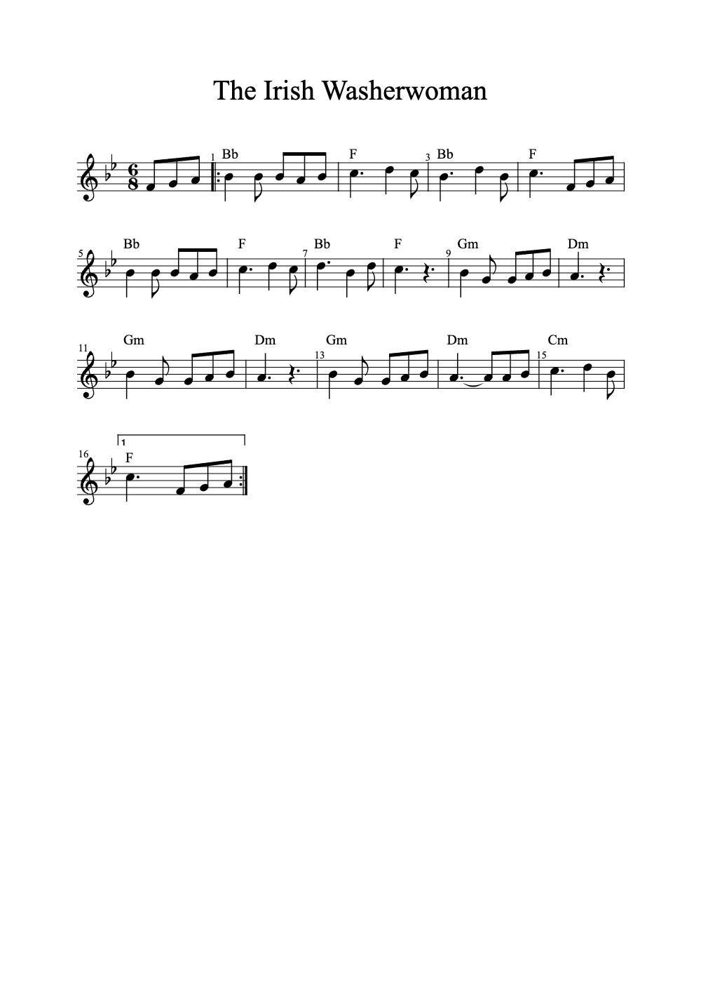 Sheet music preview for The Irish Washerwoman