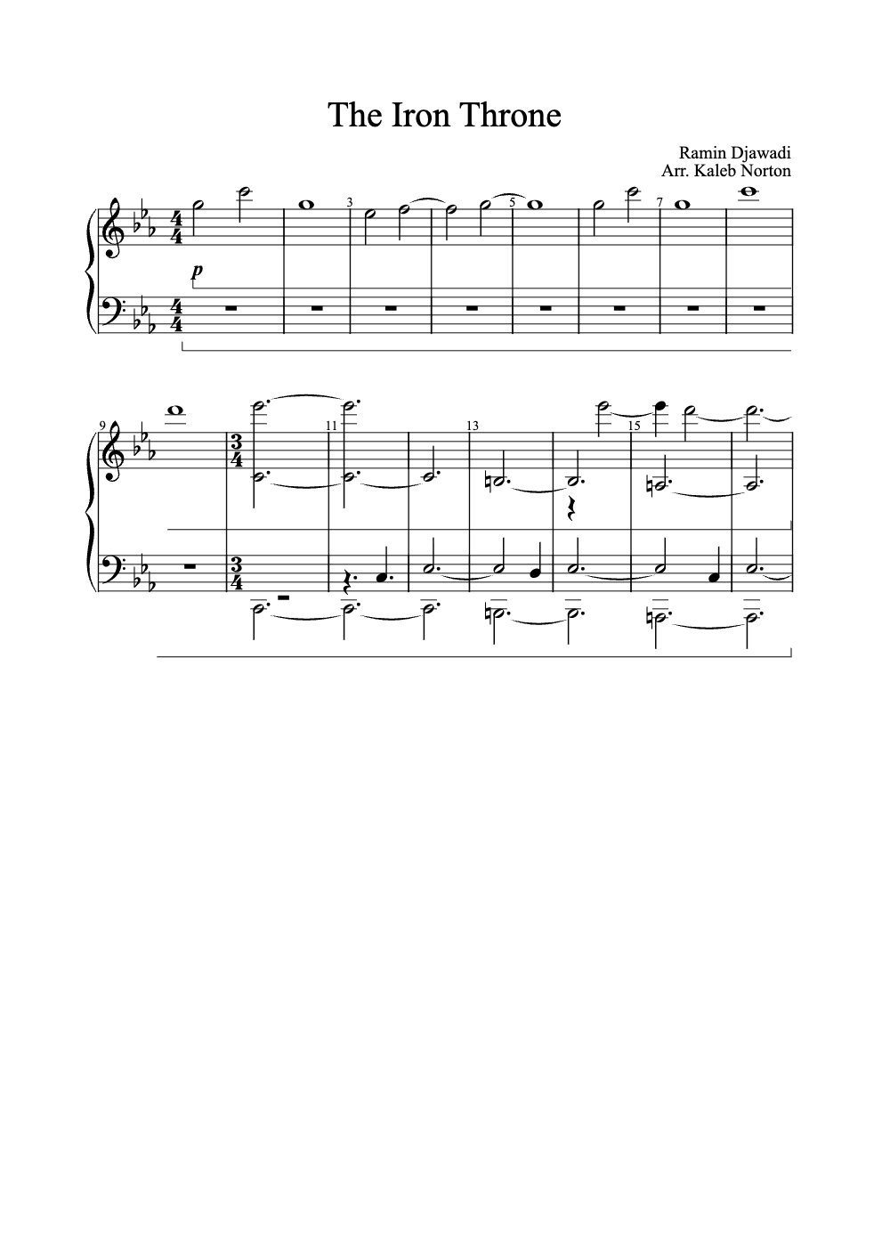 Sheet music preview for The Iron Throne