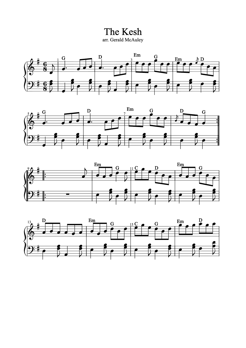 Sheet music preview for The Kesh