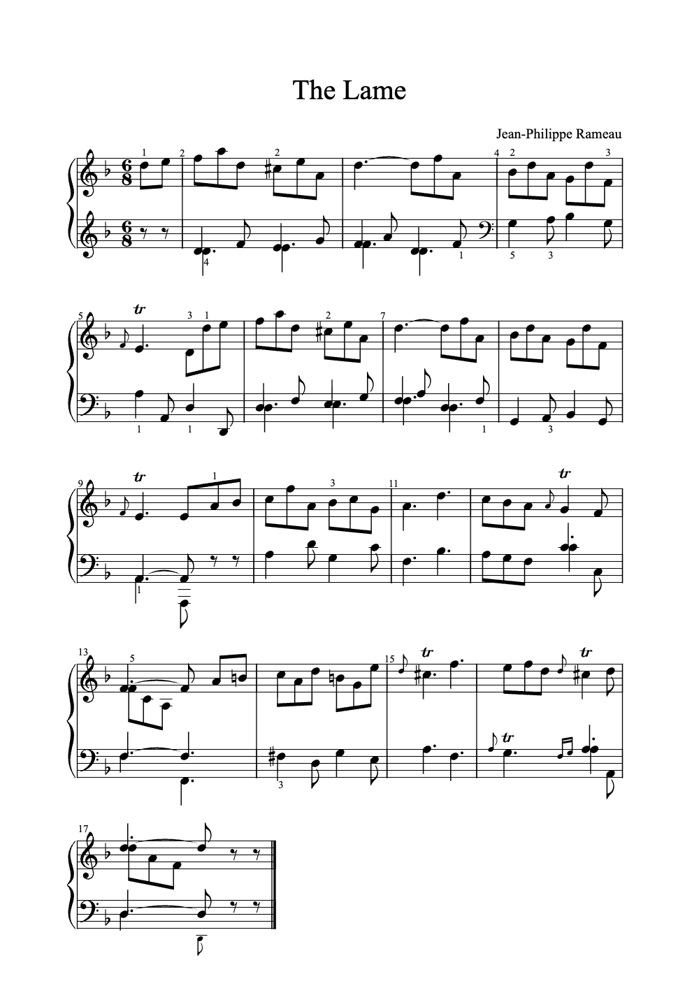 Sheet music preview for The Lame