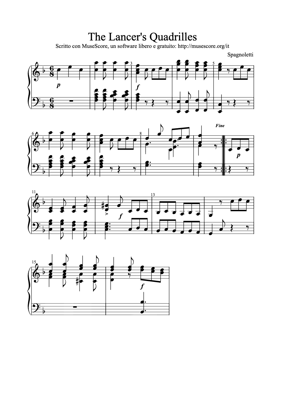 Sheet music preview for The Lancer's Quadrilles
