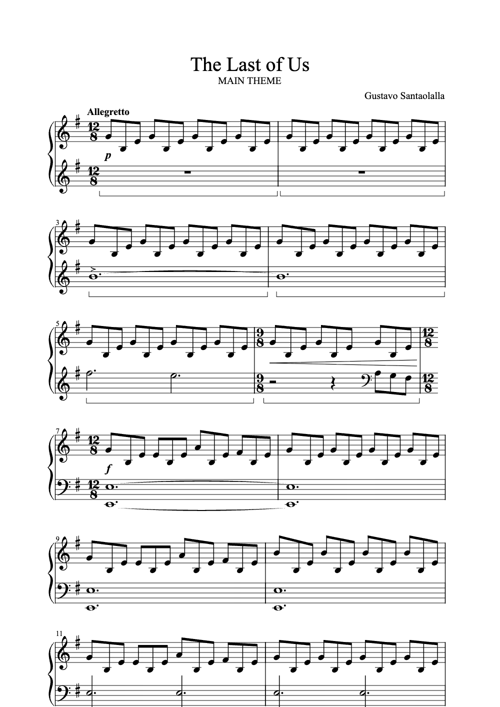 Sheet music preview for The Last of Us