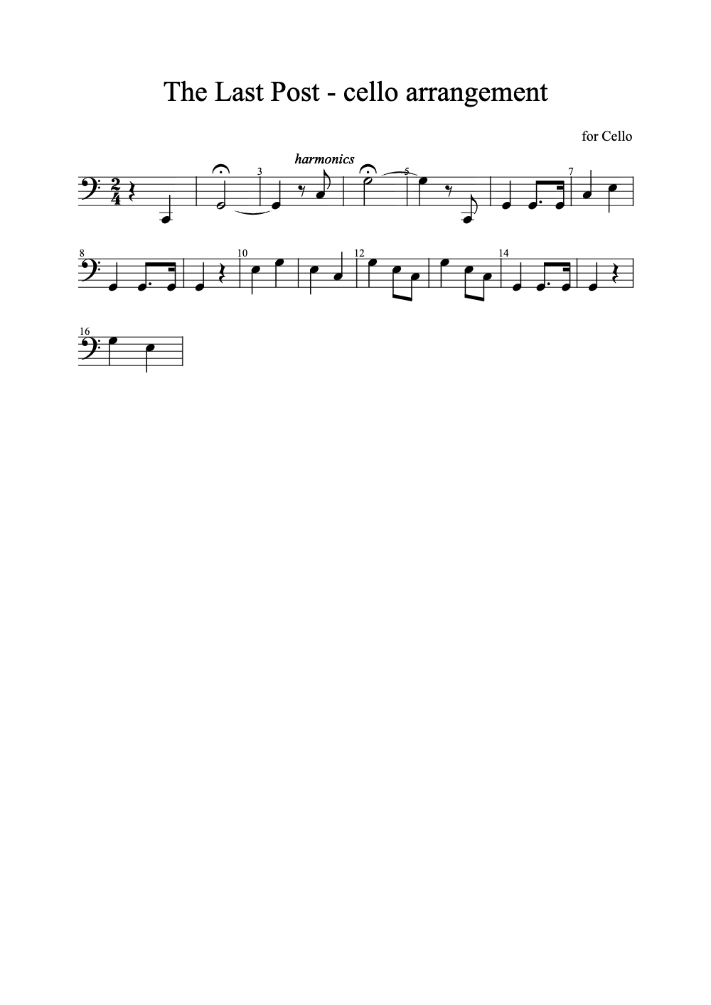 Sheet music preview for The Last Post