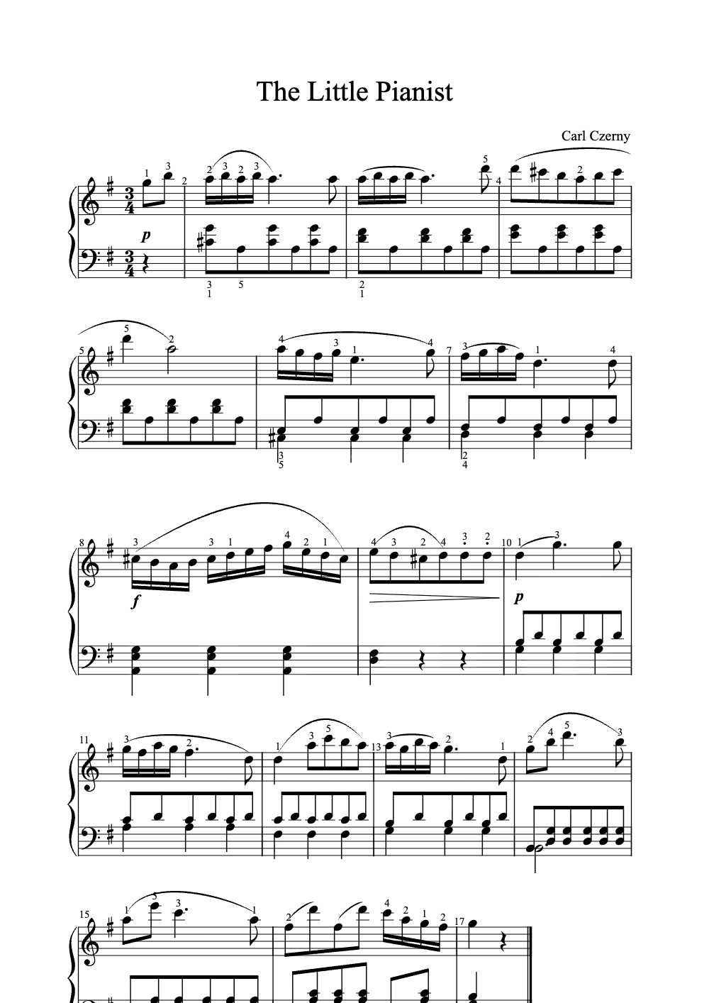 Sheet music preview for The Little Pianist