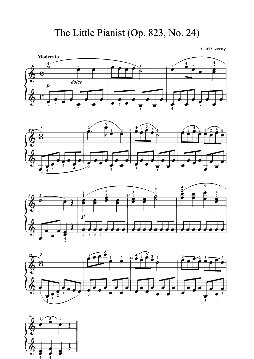 Sheet music preview for The Little Pianist