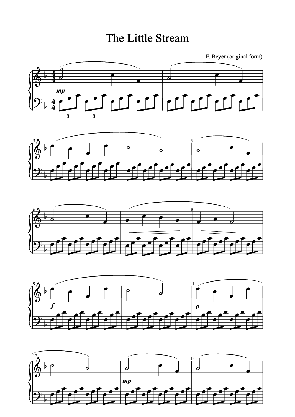 Sheet music preview for The Little Stream
