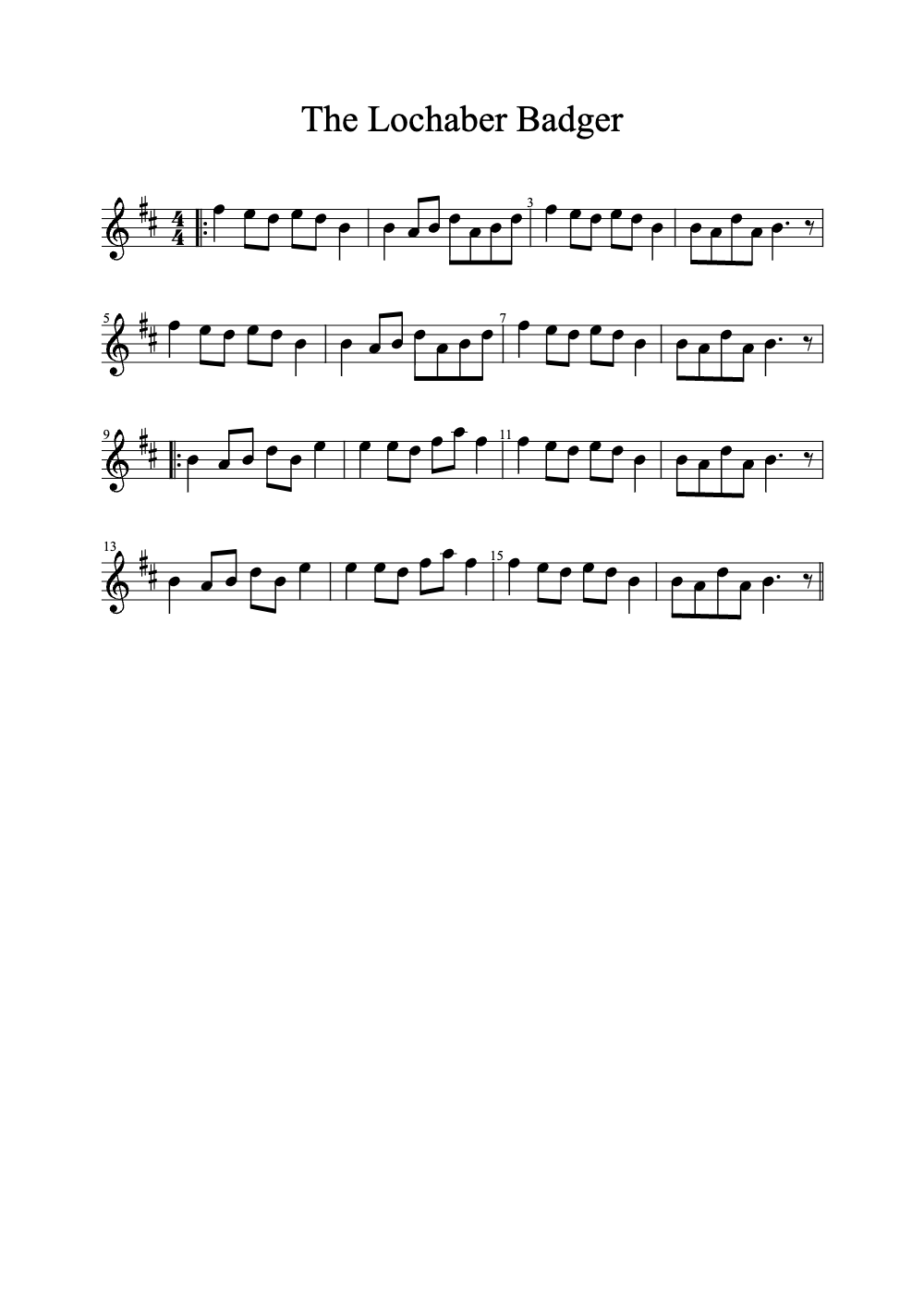Sheet music preview for The Lochaber Badger